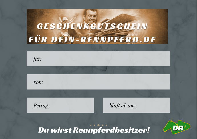 dein-rennpferd.de Geschenkgutschein! Mache deine Freunde zum Rennpferdbesitzer!