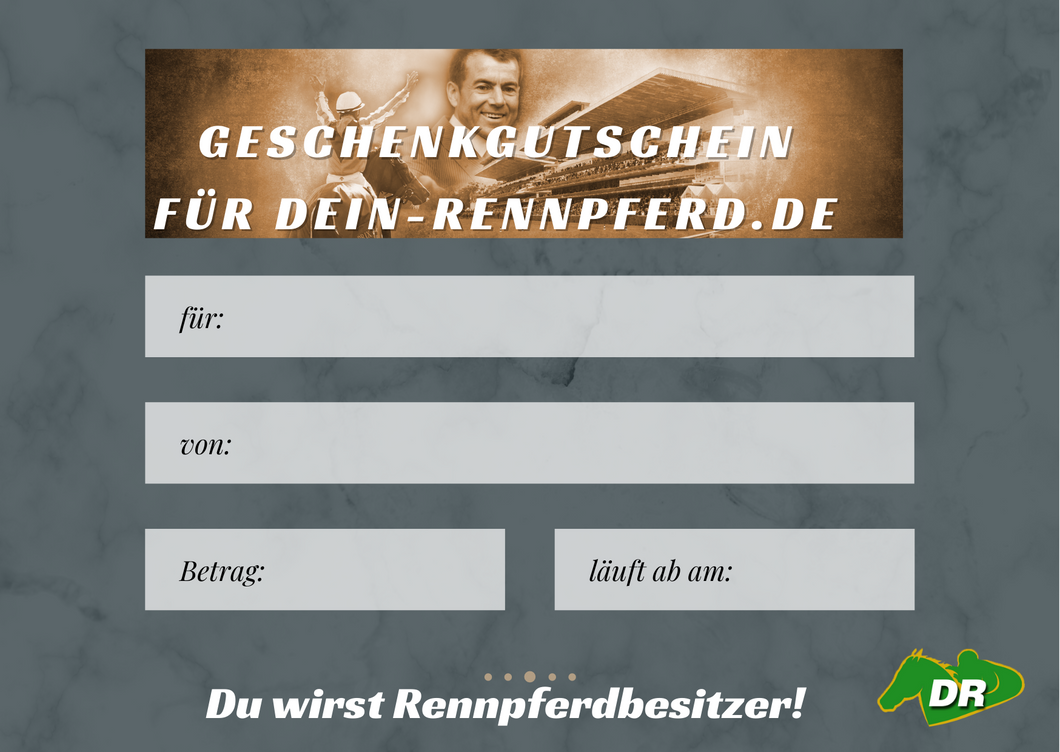 dein-rennpferd.de Geschenkgutschein! Mache deine Freunde zum Rennpferdbesitzer!